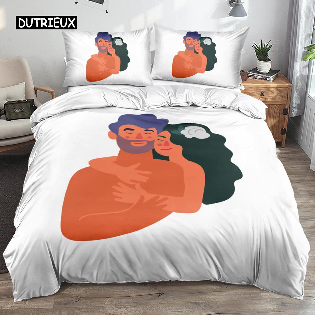 

Комплект пододеяльников King Size для пары с рисунком «Интимные объятия влюбленных» из микрофибры Набор постельного белья Подарок на День святого Валентина для пар EU single(135x200cm)