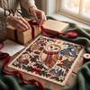 Handmade Christmas Decoration Projects Animal Cross Stitch Kit, Holiday Embroidery Starter Seasonal Present for Friends Pattern, Festive Craft