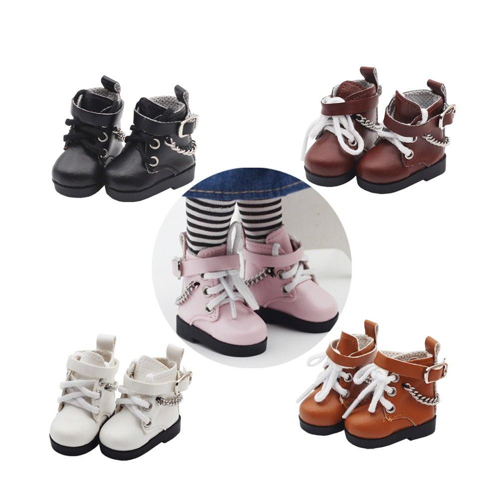1 Pair Gift Playing House Replacement Outfit Mini Chain Boots Toys Accessories PU Leather Doll Shoes