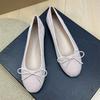 Fashion Flat Shoes for Women's 2025 New Retro Ballet Shoes Butterfly Knot Suede Shallow Round Toe Women's Shoes Large Size 44 43 42