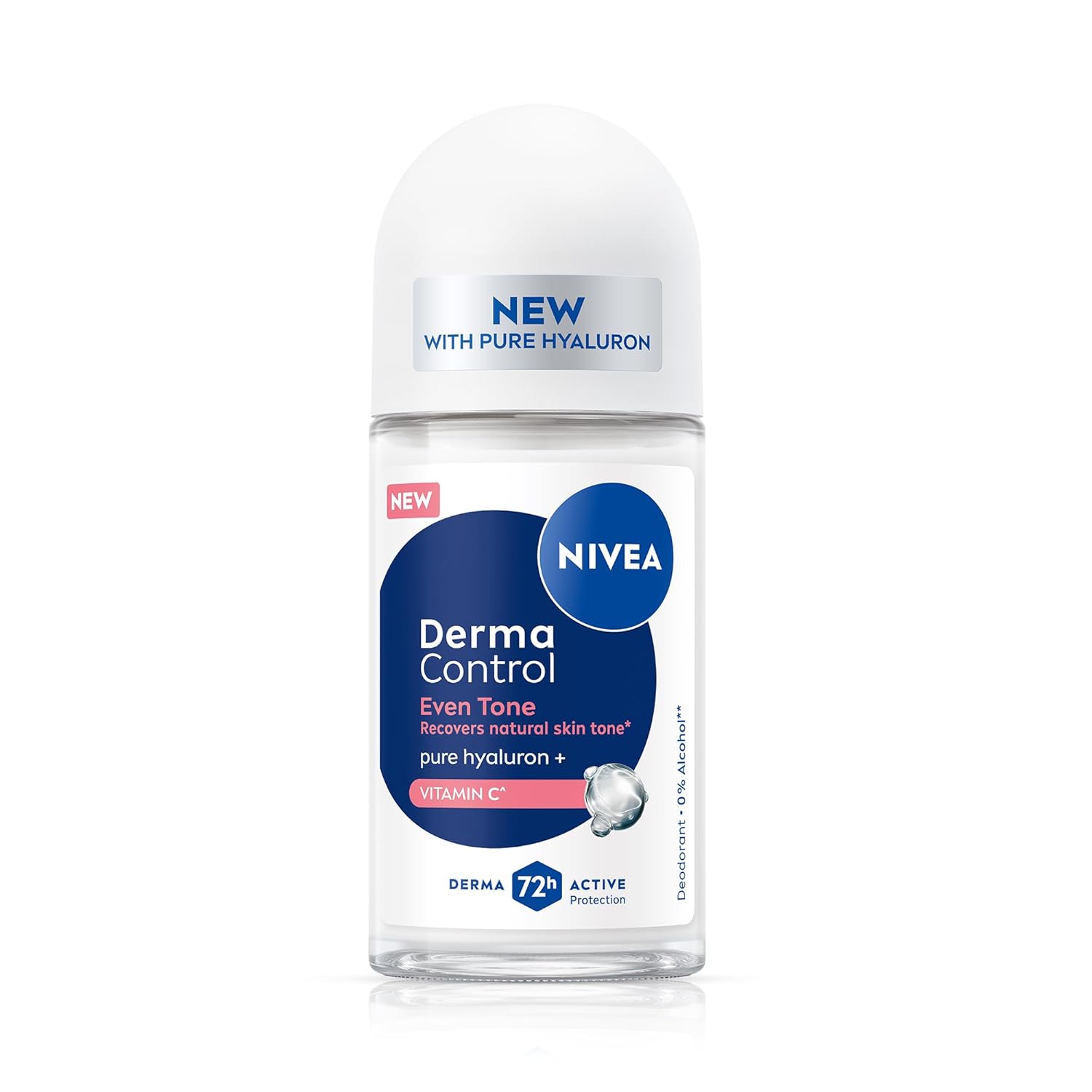 NIVEA Derma Control Eventone, 0% Alcohol, Pure Hyaluron & Vitamin C, Underarm Roll On Women 50ml