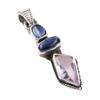 Natural Pink Amethyst,Kyanite 925 Solid Sterling Silver Gift Pendant 1.75" k3Y47
