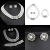 Water Diamond Geometric Necklace Earrings Bracelet Set For Bridal Party Accessories