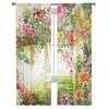 Oil Painting Style Spring Flowers Tulle Window Curtains Living Room Organza Sheer Voile Curtain Bedroom Kitchen Home Decor Drape
