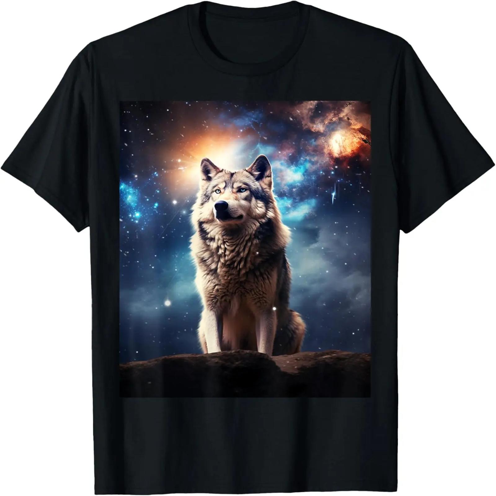 

Cool Wolf Cosmic Galaxy Graphic Art Novelty Stuff T-Shirt XXXXXL чорний