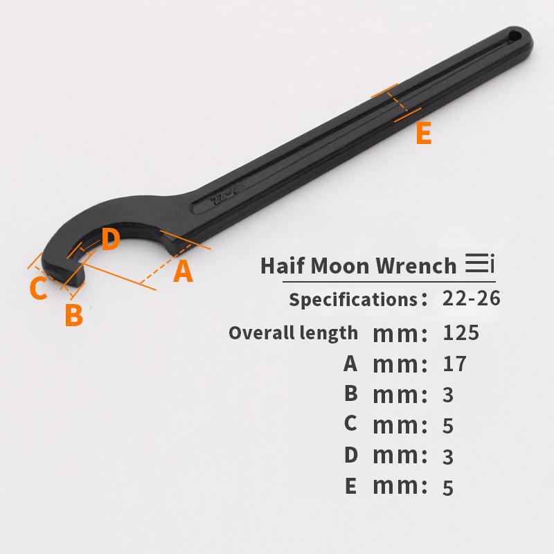 

1pcs Round Nut Hook Spanner Mill Holder Half Moon Wrench 22-26 34-36 38-42 45-52 55-62 85-105 90-95 165-170