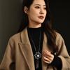 Suijue Jewelry Women'S Flower Sweater Chain Long Tassel Autumn And Winter Versatile High-End Diamond Necklace