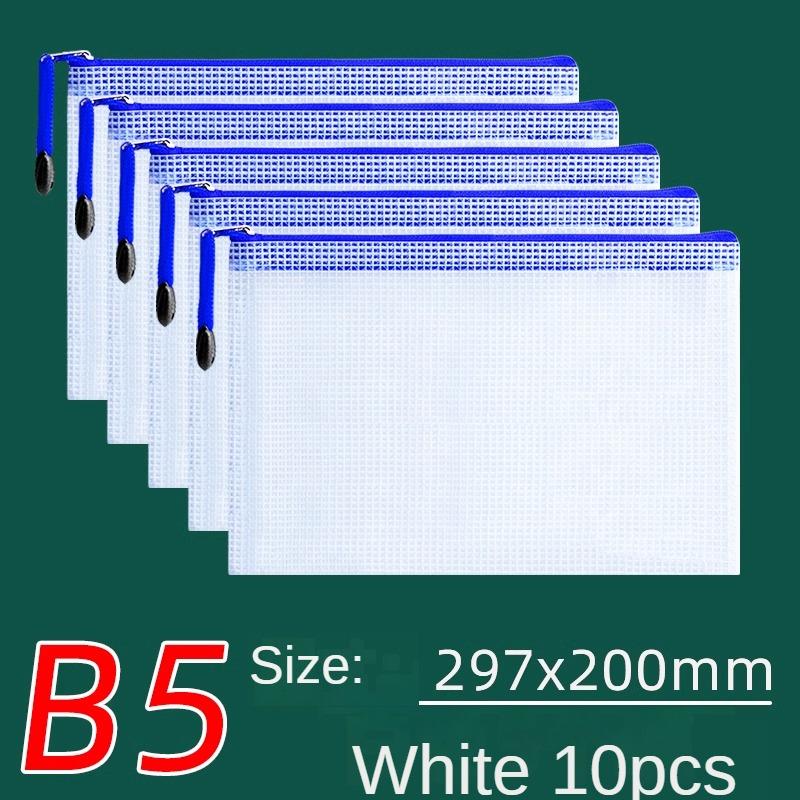 10 pezzi A4 File Bag Trasparente Mesh A5 Data Zipper Storage Bag B5 Student Test Paper Drawing Bag Office Waterproof Document Bag