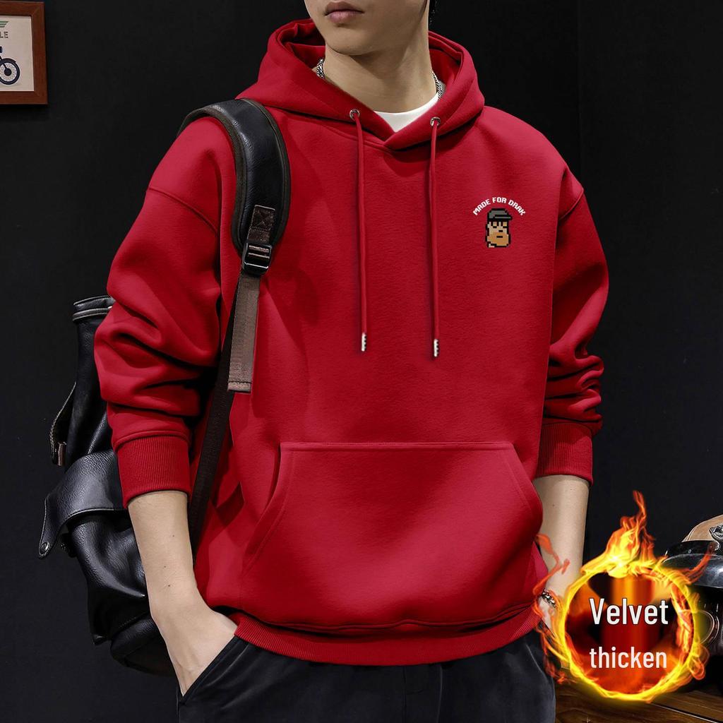 Men's Heavyweight Fleece-lined Hooded Sweatshirt, Spring/Autumn Style, New Outerwear