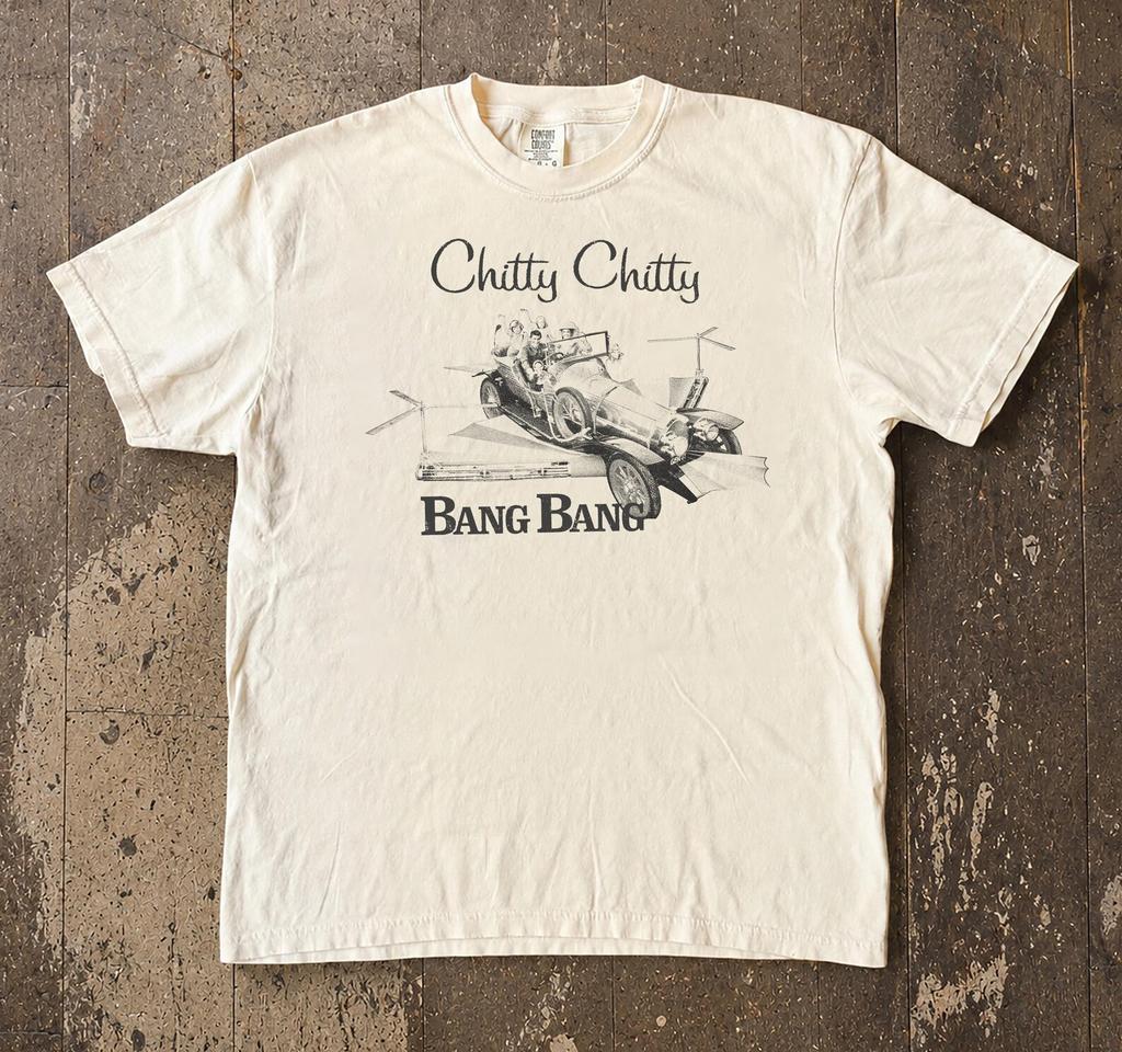 Chitty Chitty Bang Bang T-Shirt, Comfort Colors Vintage Film-T-Shirt, Retro 60er Jahre Musicalfilm Grafik, Fliegendes Auto Unisex Fan Geschenk Bekleidung T-Shirt