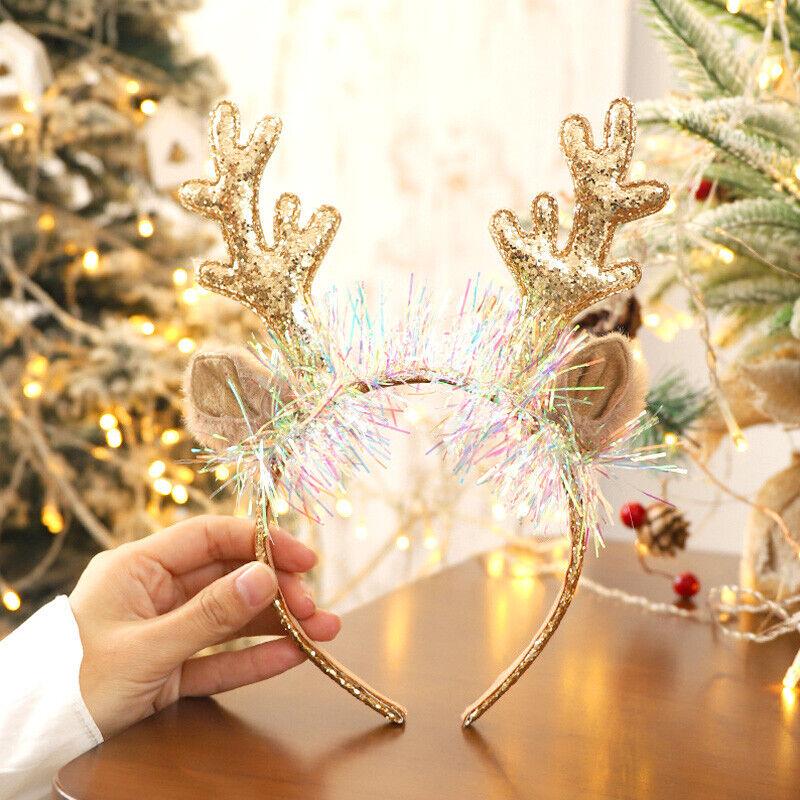 Christmas Shiny Reindeer Deer Antler Headband Hair Band Costume Xmas Party Props