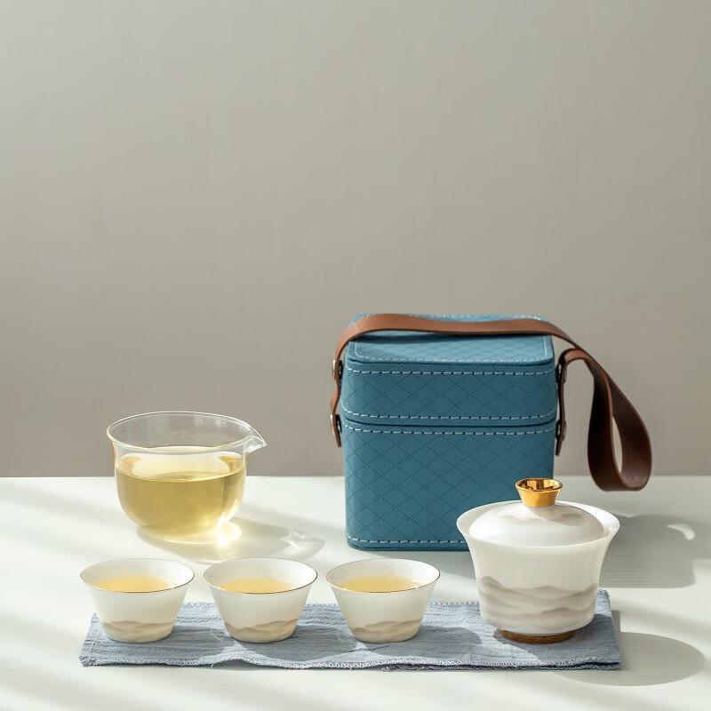 WJ Jade Porcelain Portable Travel Tea Set