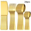 4/6/16/24/pcs Stainless Steel Gold Tableware Including Steak Knife, Fork and Spoon, Family Hotel Restaurant Western Tableware