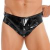 New Men Briefs Patent Leather Shiny Man's Innerwear Low Waist Gay Underwear Male Underpants