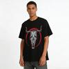 Vintage Western Style Bull Skull Print Casual Short Sleeve T-Shirt Pure cotton T-shirt