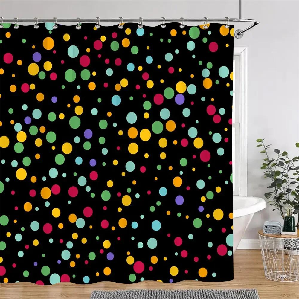 Polka Dot Geometric Line Shower Curtain Colourful Solid Colour Simple Modern Polyester Washable Shower Curtains Bathroom Decor