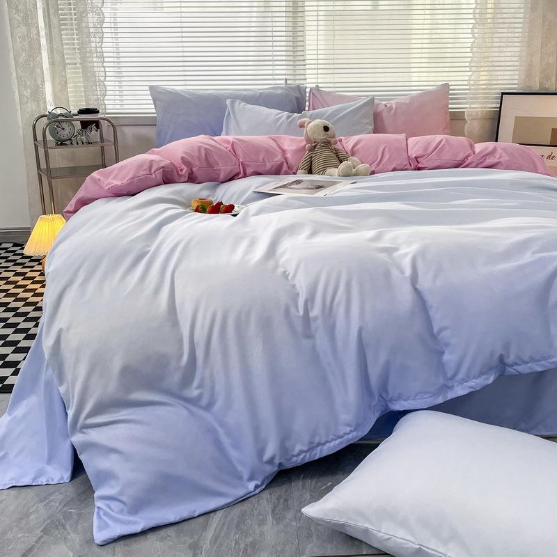 Latest Style Bedding Set Four-piece Gradient Color Bedding Sheet Pillowcase Duvet Cover Set Full Queen King Size