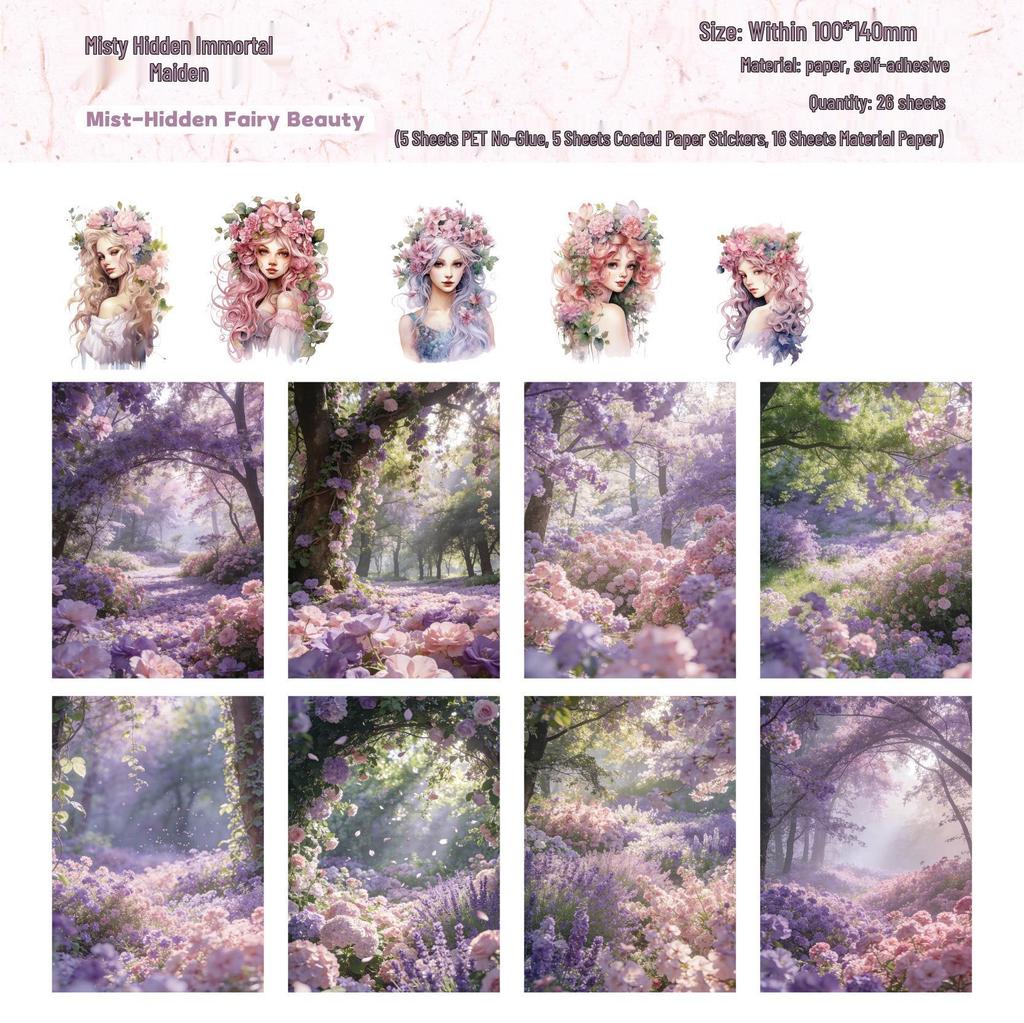 Retro Story Seria Xunxian: Europejski Zestaw Materiałów z Postaciami - 6 Stylów do Dekoracji Dziennika