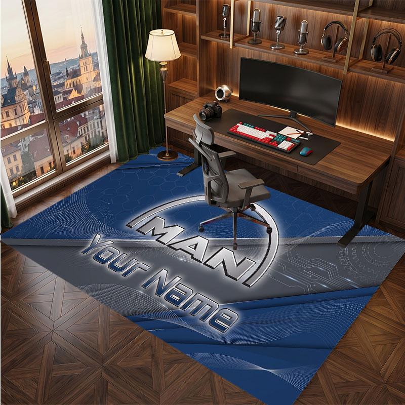 MAN Truck Personalized Crystal Velvet Carpet, Customized Name Text Soft Anti‑Slip Rug for Living Room Bedroom