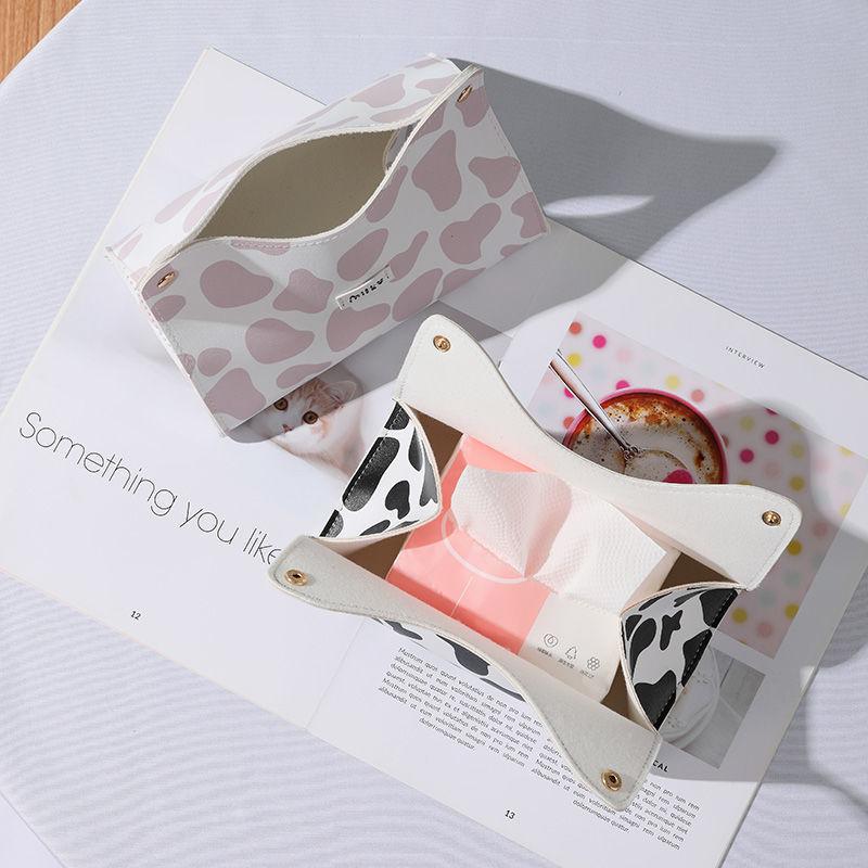 Nordic Ins Home Small Cow Tissue Box Living Room Creative Cute Storage Box Coffee Table Paper Box Holder