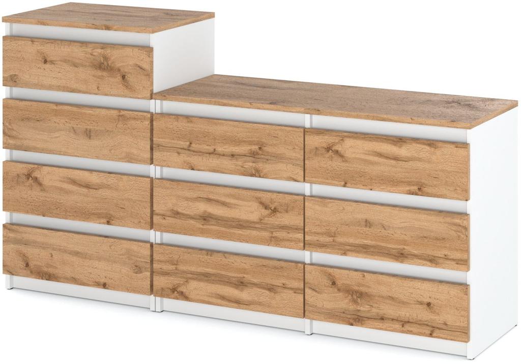 Kommode 10 Schrank 64 Mattweiß / Wotan Eiche