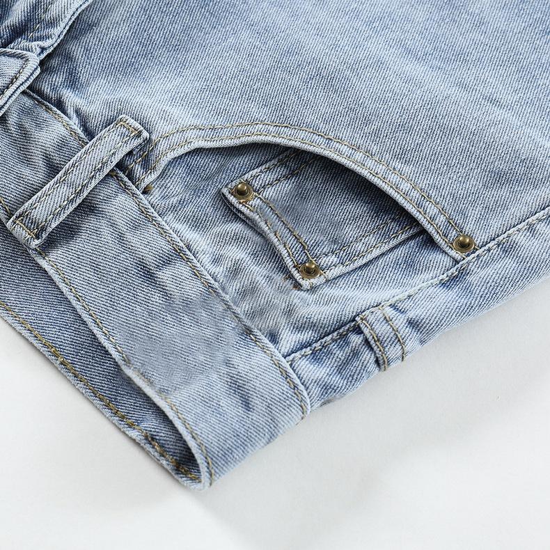 Classic and Minimalist Fashion Versatile Broken Holes Female Summer High Waist Thin Thin Section Loose A-line Denim Shorts Individuality Trendiness