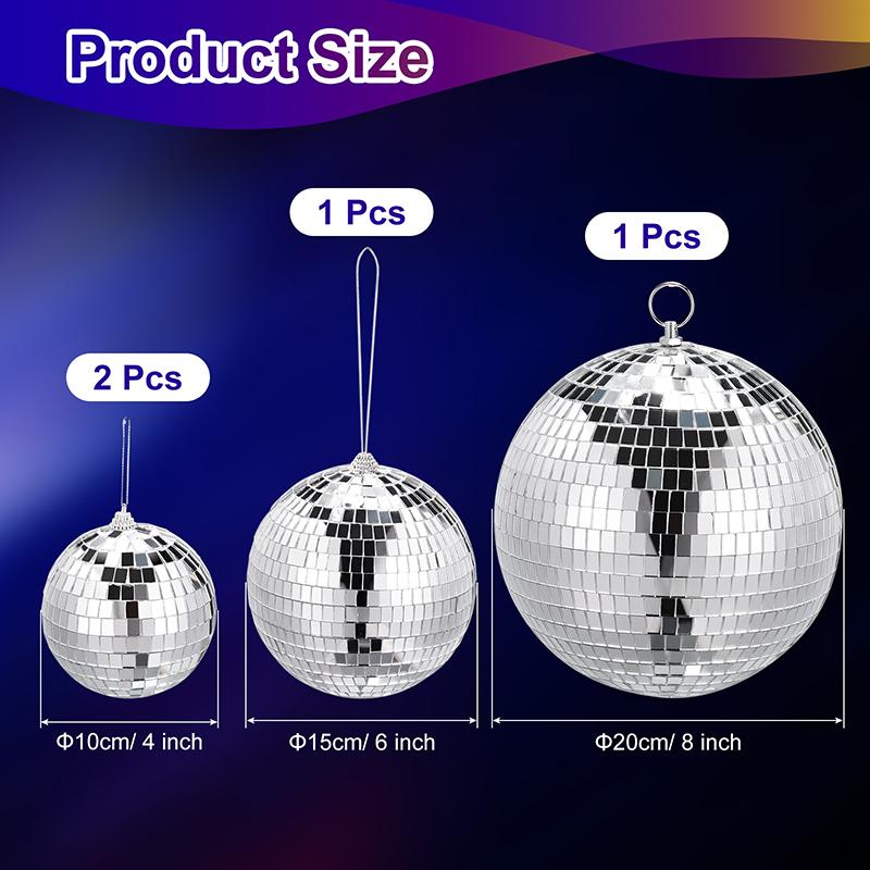 4/5/6/8/10/15/20cm Mirror Ball Hanging Reflective Disco Ball Ornaments Christmas Tree Decoration for Home Party Stage Decor