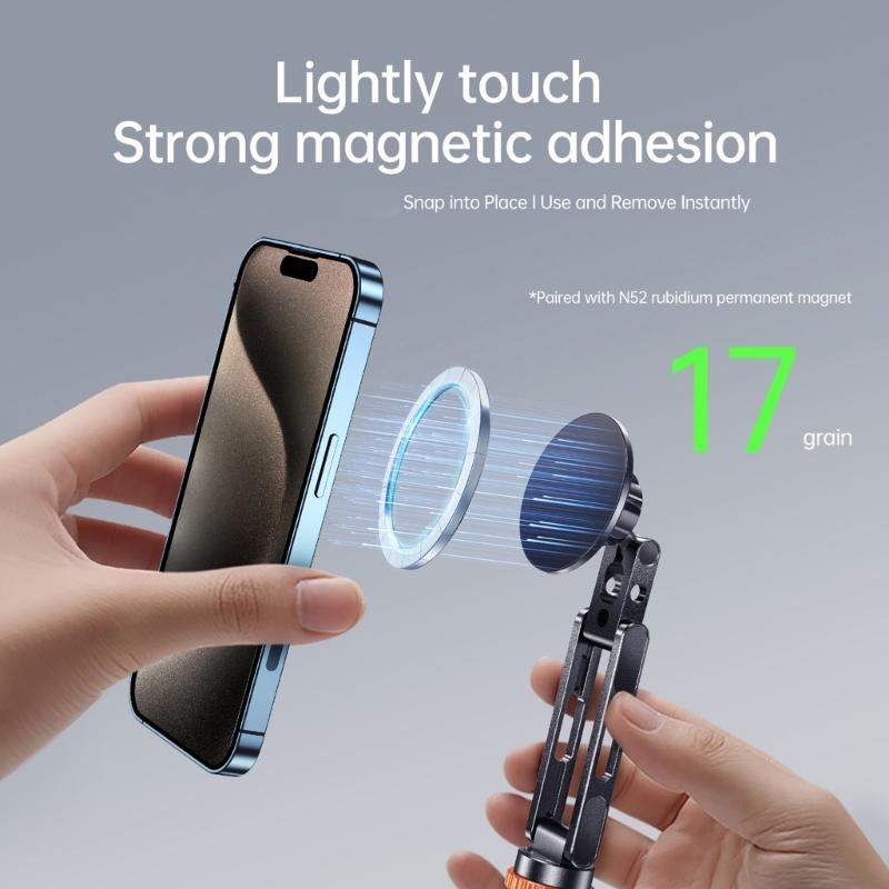 Rotatable Camera Phone Holder Cold Shoe Mount 1/4 Threaded Base For Smartphones Double Joint Adjustment System
