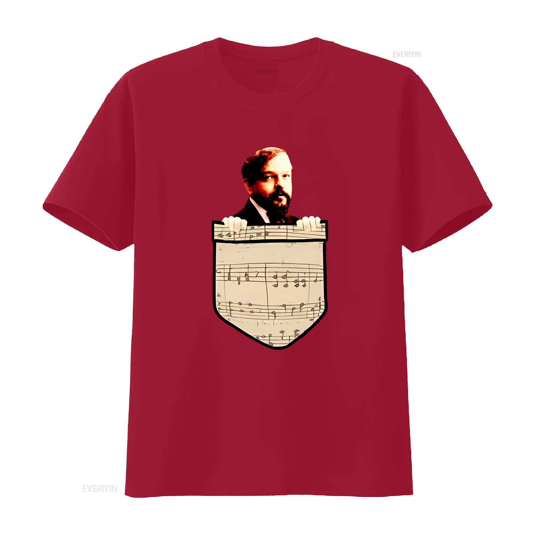 

Debussy Music Notes Print T Shirt Perfect for Classical Lovers vintage Washed Stretched Stylish streetwear Versatile Casual S