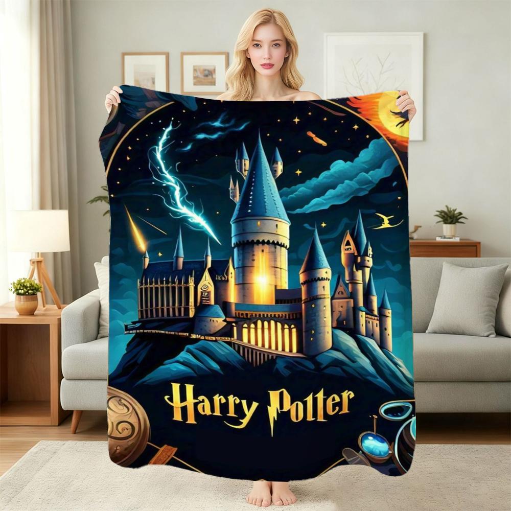Wizard'S Magical Night Pattern Theme Flannel Blanket Suitable For All Seasons For Living Room Bedroom Gaming Room Lightweight Home Decor