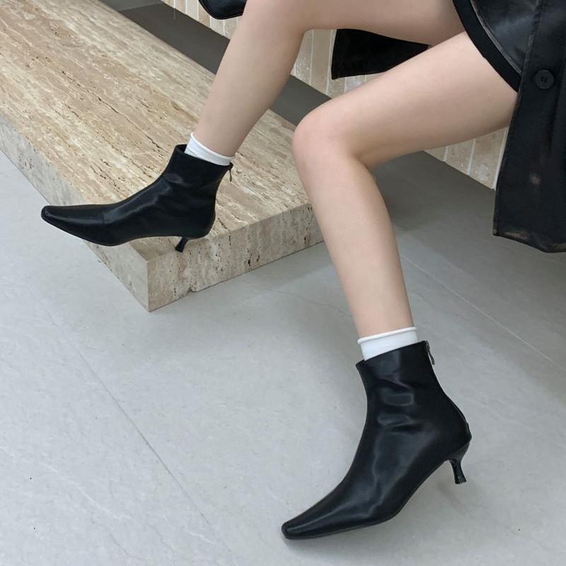 Fashion Bailamos Winter New Brand Women Ankle Boots Fashion Pointed Toe Ladies Elegant Chelsea Boots Shoes Thin Low Heel Dress Pumps