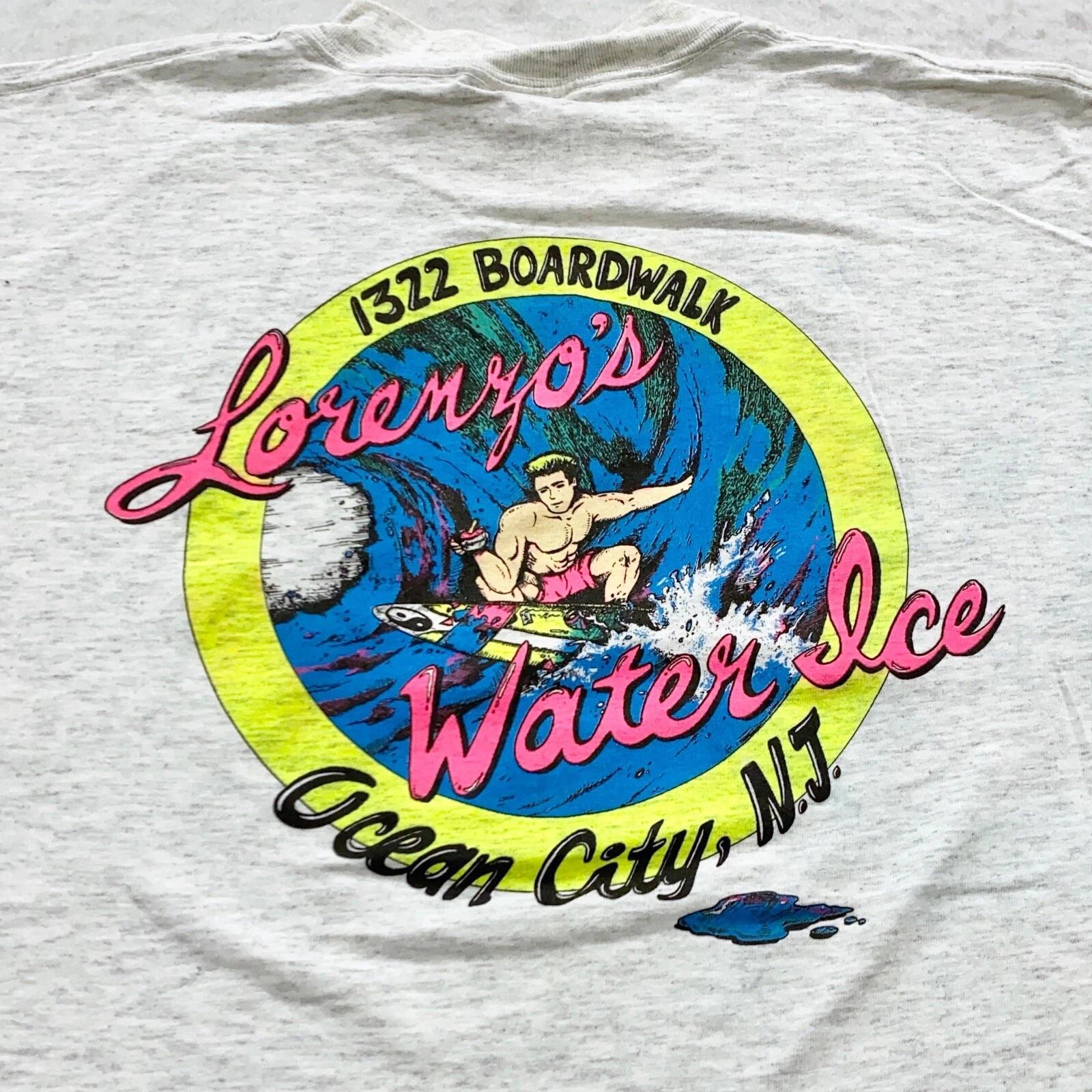 

винтаж 90-е ОУШЕН СИТИ НЬЮ-ДЖЕРСИ LORENZO’S WATER ICE Футболка L пляж серфинг итальянский S