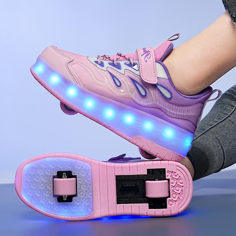 NEW 4 Wheel Speed Roller Skates Shoes for Boys and Girls LED Roller Skates for Children's Racing Ice Skating Sneaker with Wheels