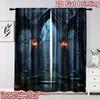 2D Flachdruck 2 Stück Vorhang Szene Vorhang Halloween Gotisches Friedhofstor Digital Bedruckt Polyester Vorhänge Geburtstagsparty