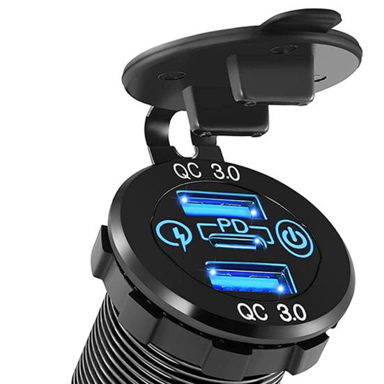 Car Charger Dual USB Outlets Fast Charging 45W PD QC3.0 Auto