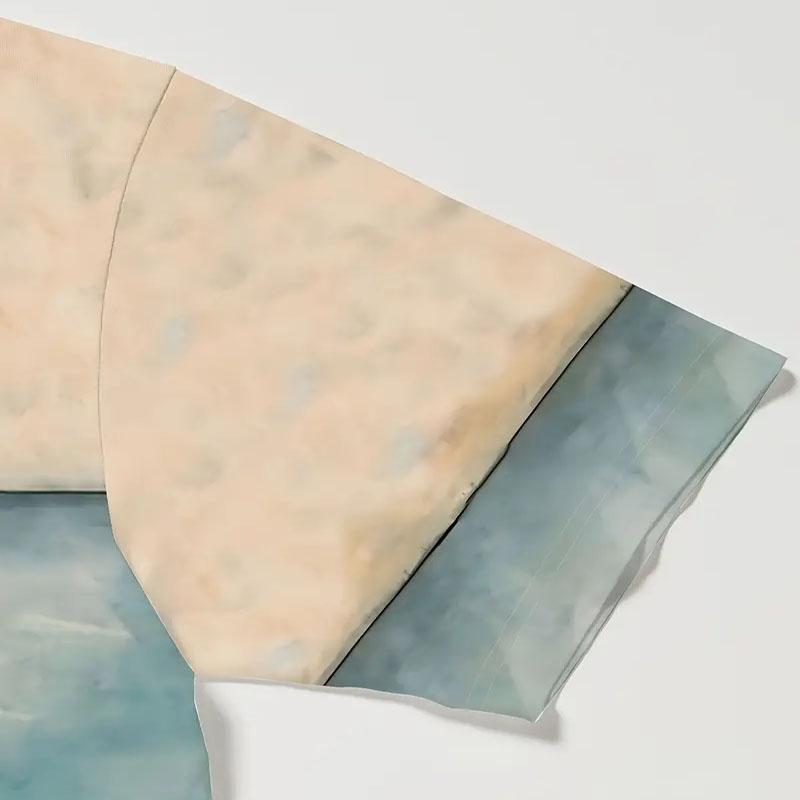 Whale Digital Print Pattern Men's Round Neck Short Sleeved T-shirt for Summer Comfort and Quick Drying Outdoor Wear