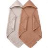 Muslin Hooded Baby Bath Towels 2 Pack 100 Cotton Towel for Babies Infants Toddlers 32x32Inch Highly Absorbent and Newborn Entia