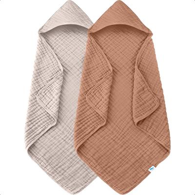 Toallas de Baño con Capucha de Muselina para Bebé Paquete de 2 Toalla 100% Algodón para Bebés Lactantes Niños Pequeños 32x32 Pulgadas Altamente Absorbente y Recién Nacido entia