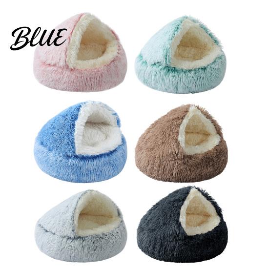 Puppy Sleeping Bed Dog Winter Semi-Enclosed Indoor Plush Pet Round Hooded Small Cat Cave Warm