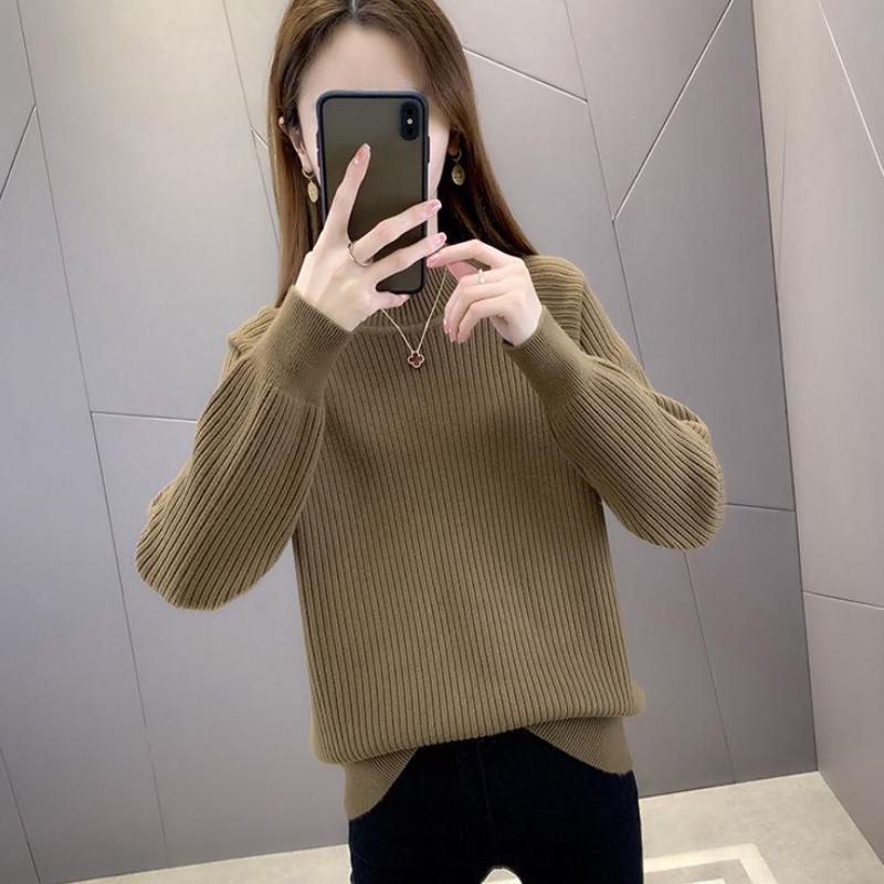 Solid Mock Neck Sweater, Versatile Long Sleeve Sweater for Fall & Winter, Women's Clothing