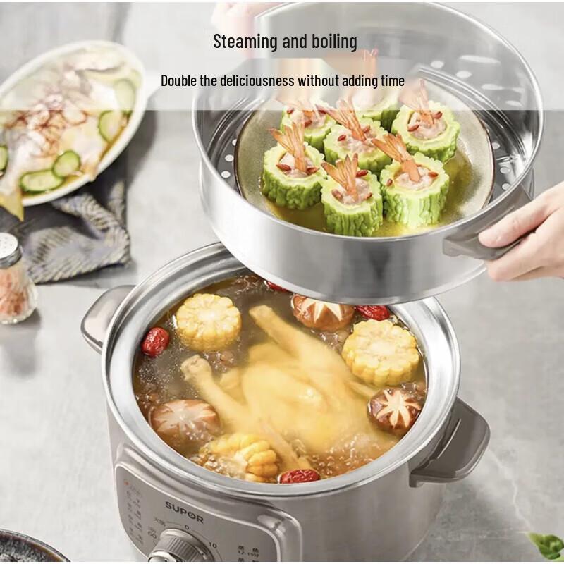 Wielofunkcyjny parowar Supor ZN26YK85 ze stali nierdzewnej (Wtyczka CN)