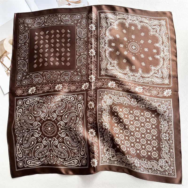Retro Cashew Mulberry Silk Square Scarf - Women's Versatile Korean Style Scarf
