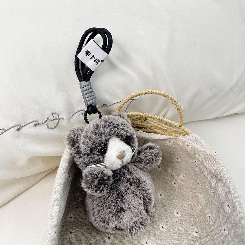 Buka Qi Beanbag Schlüsselanhänger niedlicher kleiner Waschbär Plüschanhänger Katze Anhänger Puppe Panda Taschenanhänger