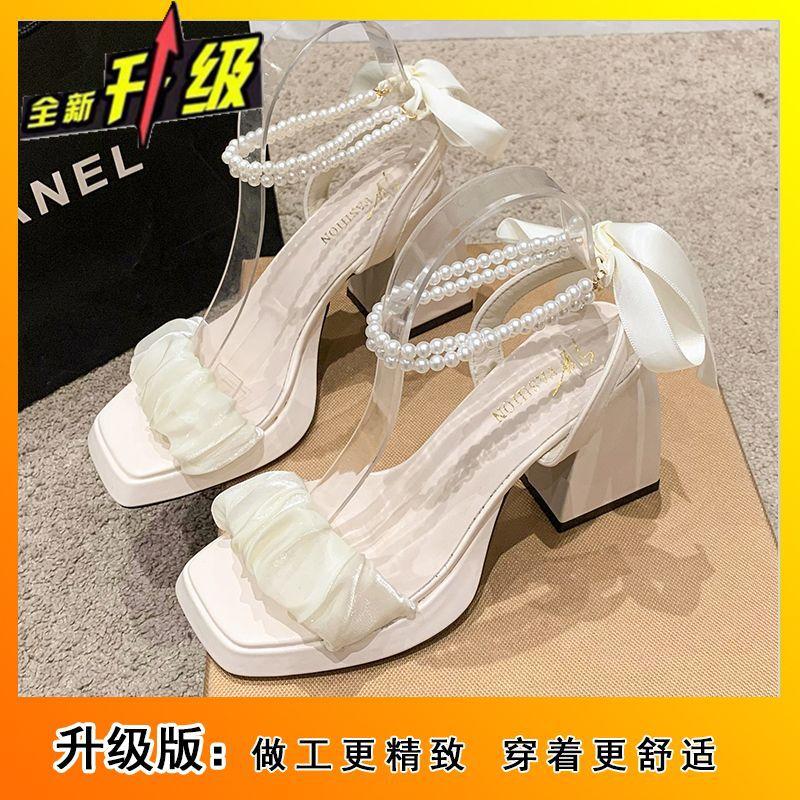 

Shoes slippers thick heel sandals women s summer shoes 2025 new summer Internet celebrity cool slippers medium heel high heel drag women 39