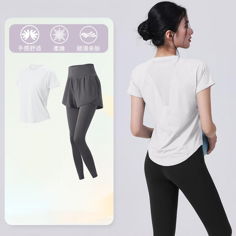 Tennis suit women's short-sleeved training clothes outdoor running quick-drying clothes thin badminton T-shirt fitness clothes