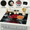 1Pcs Rubber Drying Mat With red flower Print For Coffee Shop Restaurant Kitchen Carpet Tableware Durable Diatom Mud Table Mat Pet Mat Coffeeware