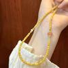 Handmade Double Loop Amber Yellow Glass Bracelet, Retro New Chinese Unisex Jewelry, Travel Souvenir