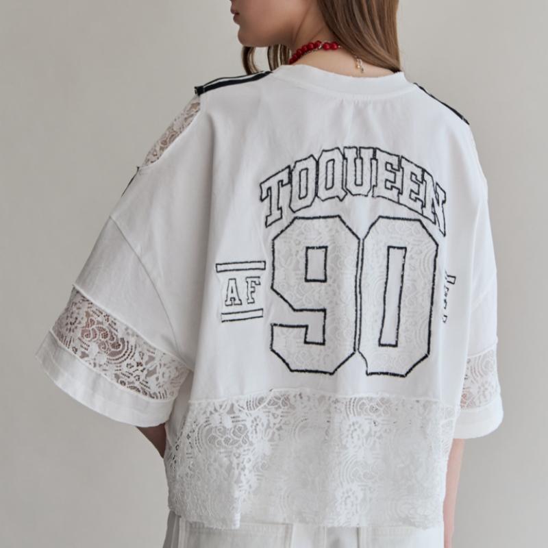 Maxza Oversized Lace Colorblock Damage T shirT zf06qT045na