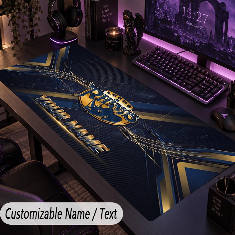 Large Mouse PadLeeds Rhinos Custom Name Text Personalized Desk Mat Non Slip Gaming Pad