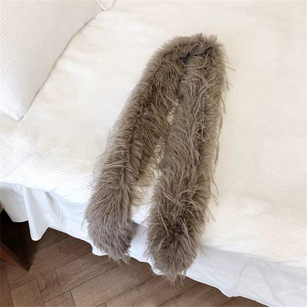 Imitation Mink Fur Plush Long Strip Scarf Thick Fluffy Soft Shawl Ladies Tassels Scarf Outdoor